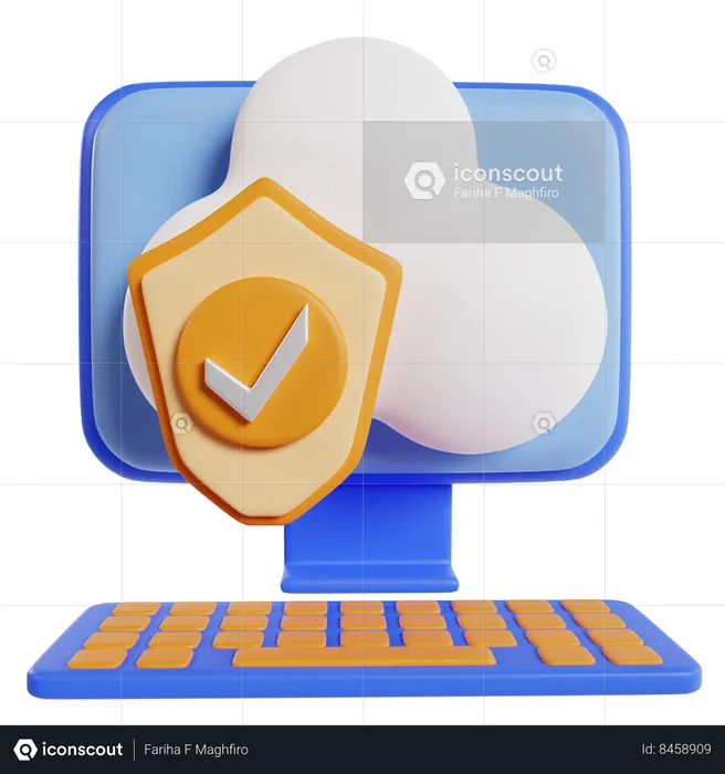 Cloud Computing Data Protection  3D Icon