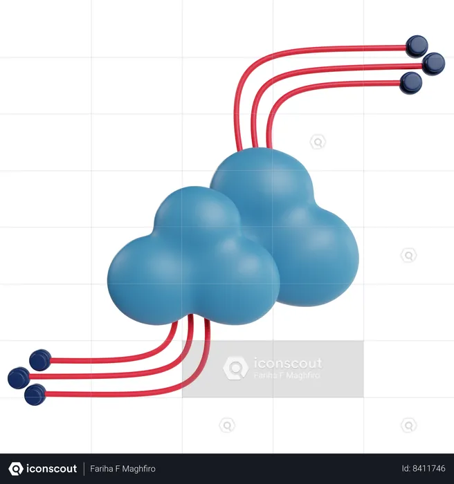 Cloud Computing Network  3D Icon