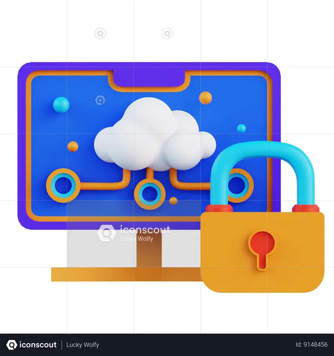 Cloud Computing System Security  3D Icon