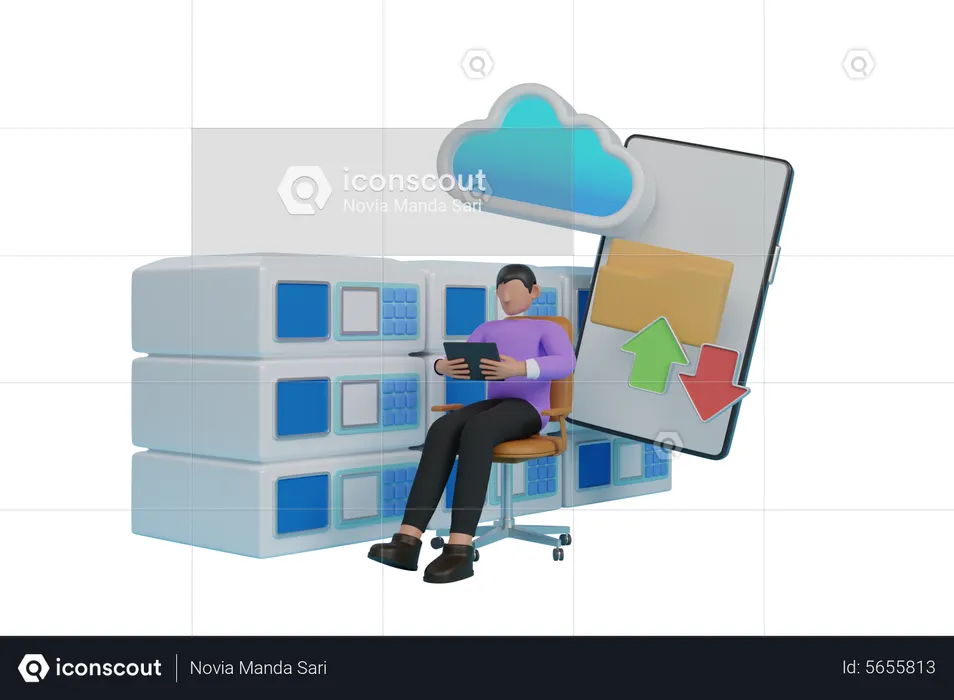 Cloud computing technology  3D Illustration