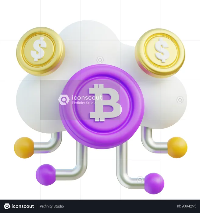 Cloud Computing With Cryptocurrency Concept  3D Icon