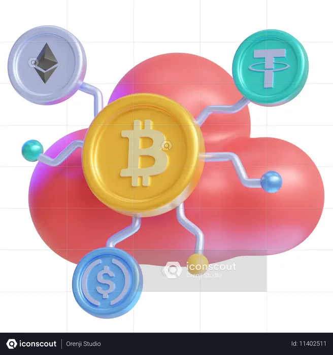 Crypto-monnaie cloud  3D Icon
