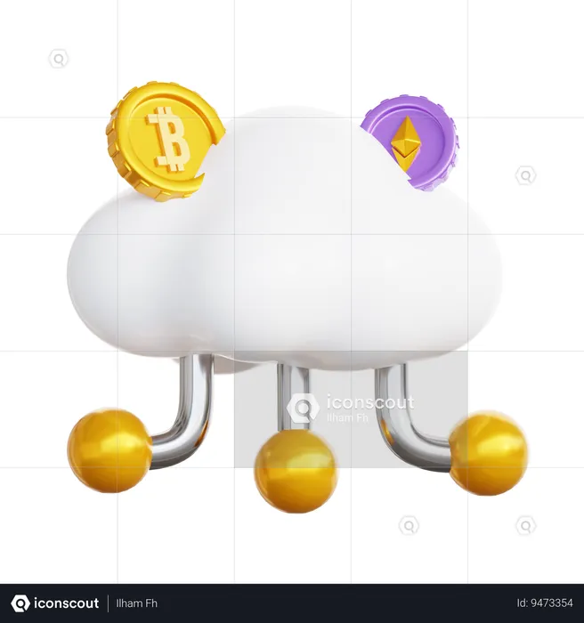Cloud Cryptocurrency  3D Icon