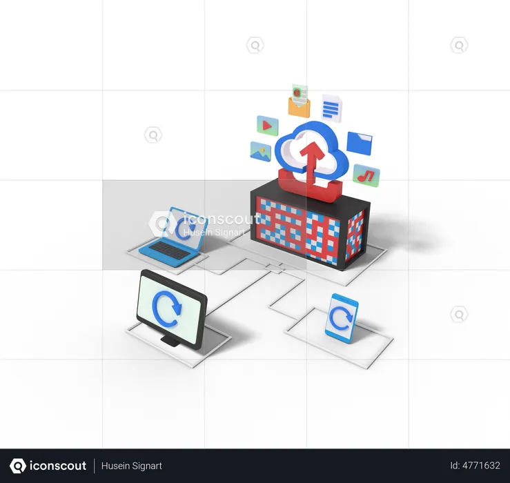 Cloud Data Backup  3D Icon
