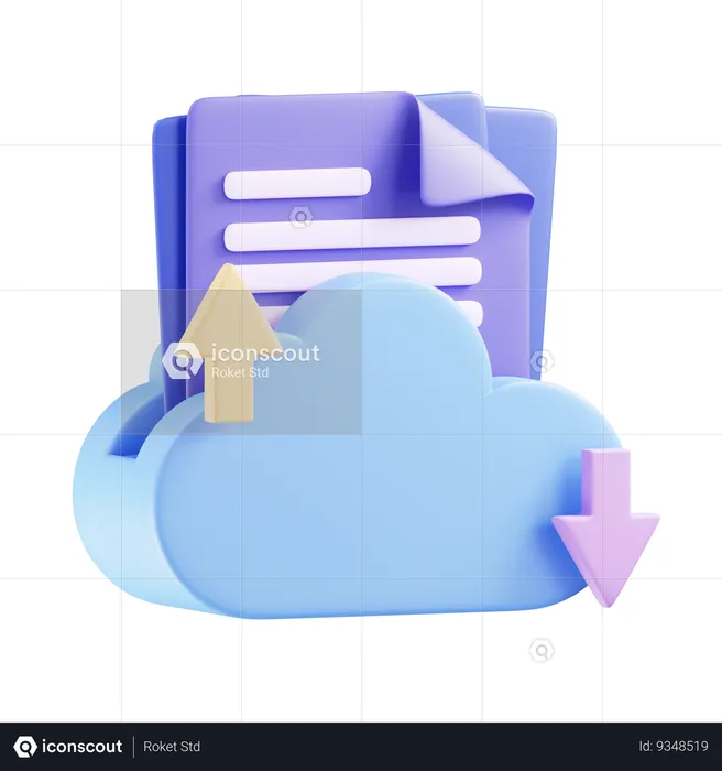 Cloud Data Download  3D Icon