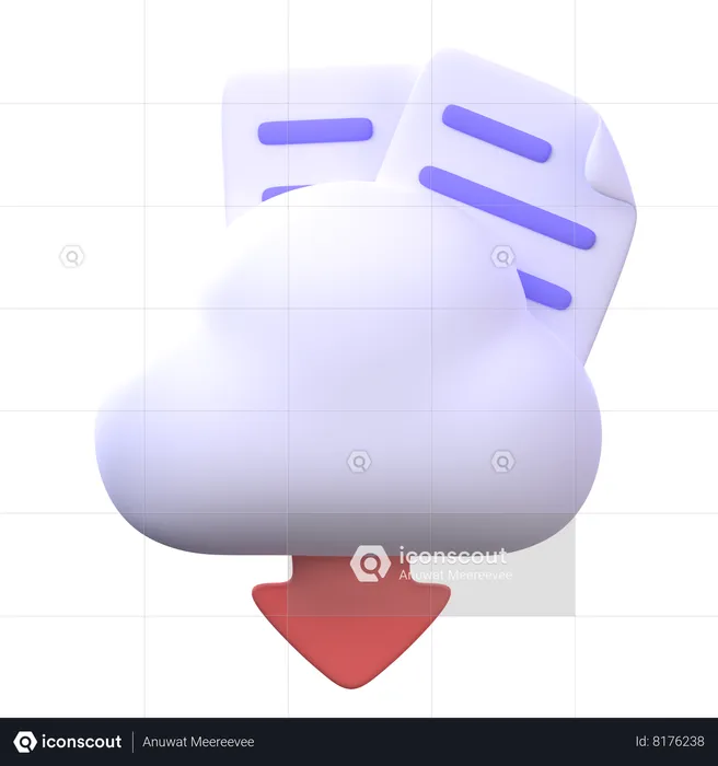 Cloud Data Download  3D Icon