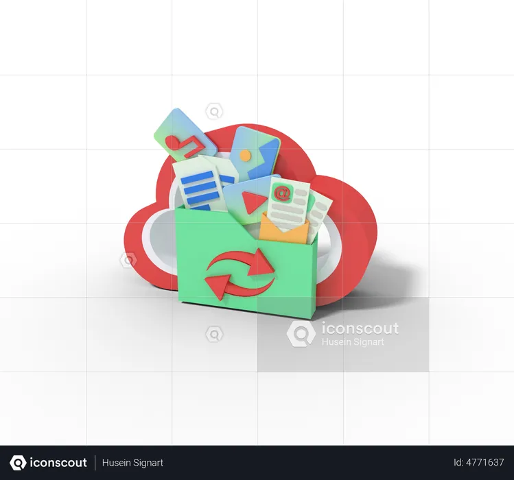 Cloud Data Folder  3D Icon