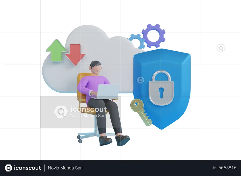 Cloud Data Protection  3D Illustration
