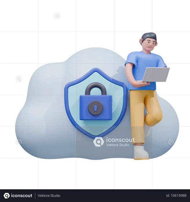 Cloud Data Security  3D Illustration