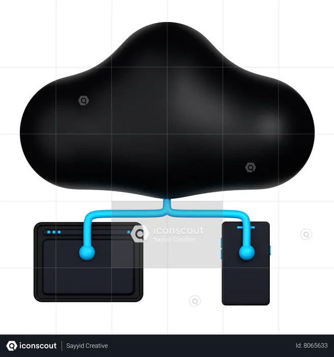 Cloud Data Sharing  3D Icon