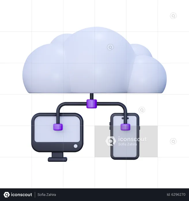 Cloud Data Sharing  3D Icon