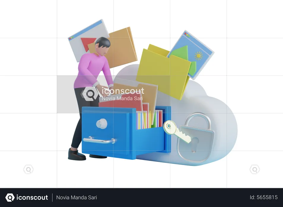 Cloud data storage  3D Illustration