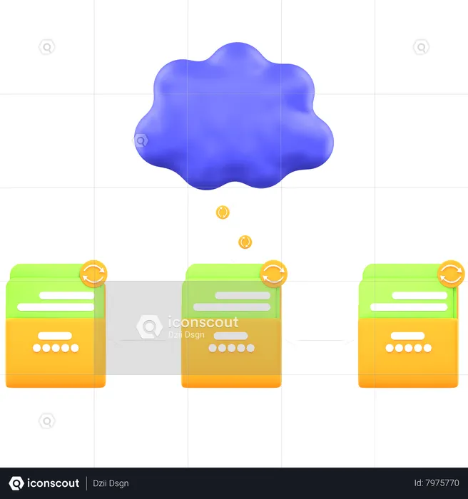 Cloud Data Synchronize  3D Icon