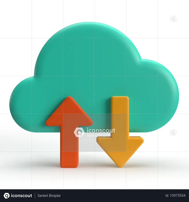 Cloud Data Transfer  3D Icon