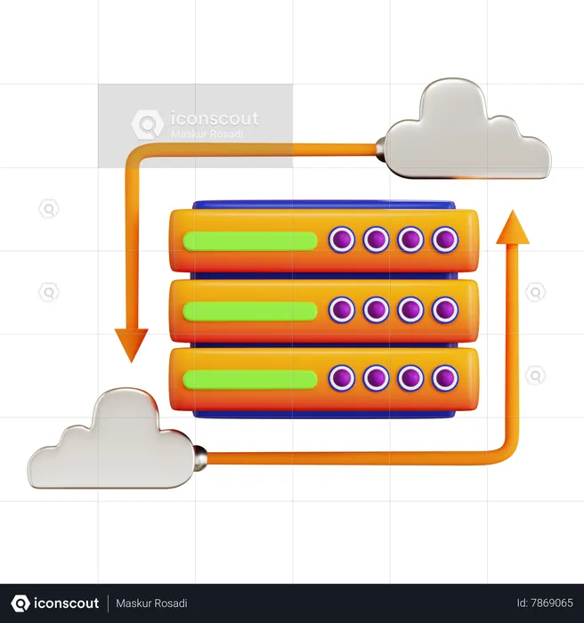 Cloud Database  3D Icon