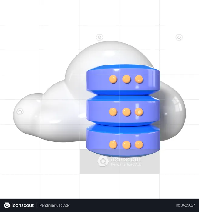 Cloud Database  3D Icon