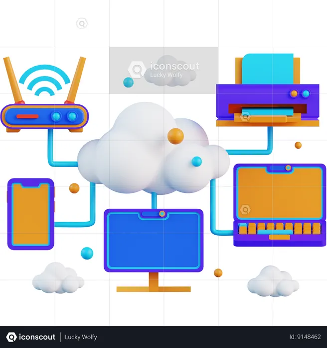 Cloud Device Connection  3D Icon