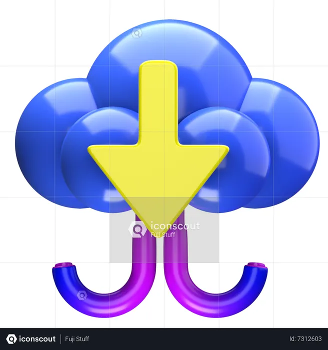 Cloud Download  3D Icon