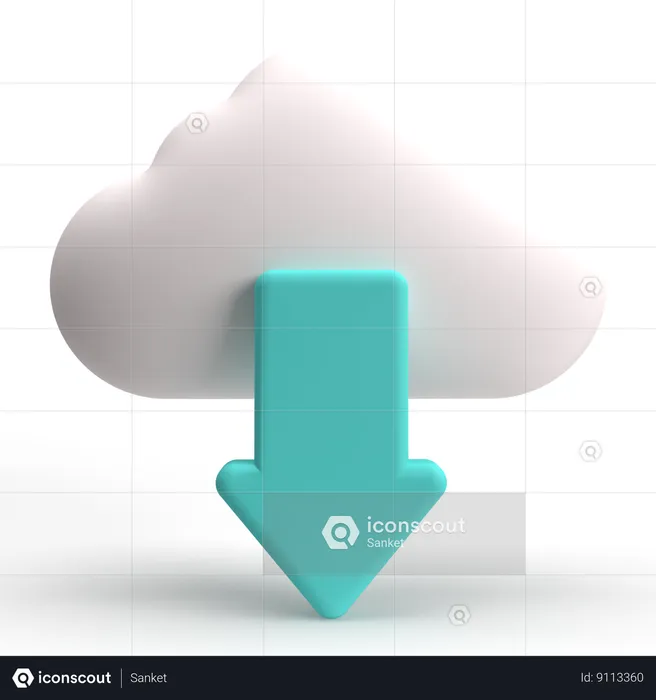 Cloud Download  3D Icon