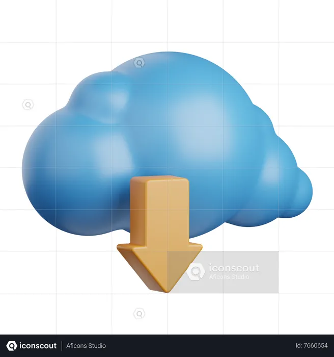 Cloud Download  3D Icon