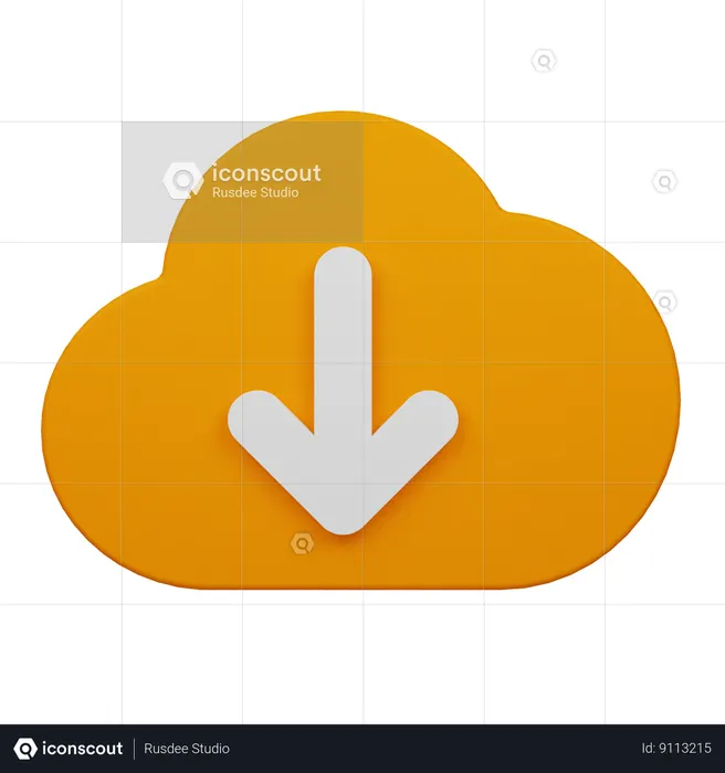 Cloud Download  3D Icon