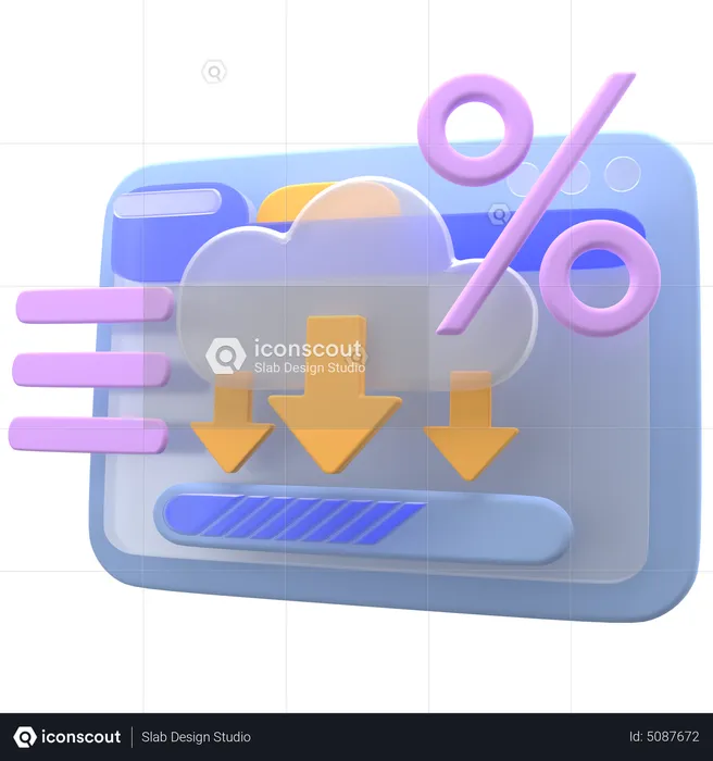 Cloud Downloading  3D Icon