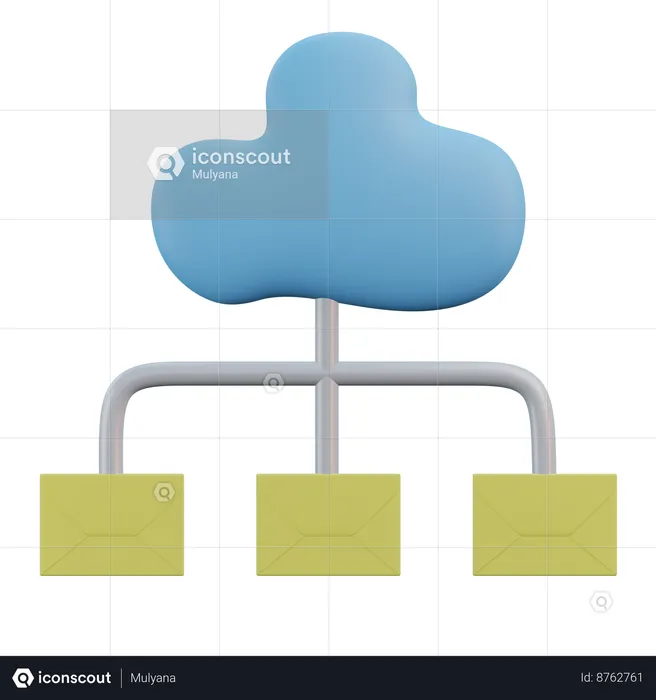 Cloud Email  3D Icon