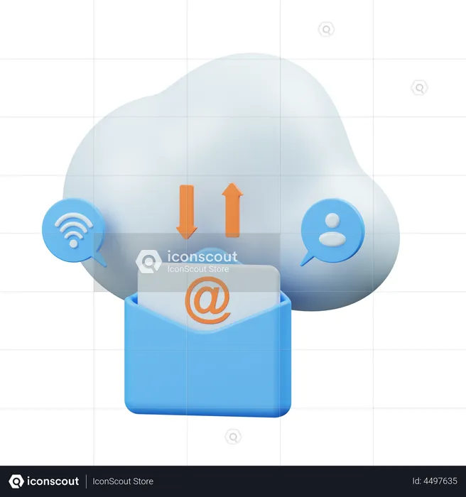 Cloud Email  3D Icon