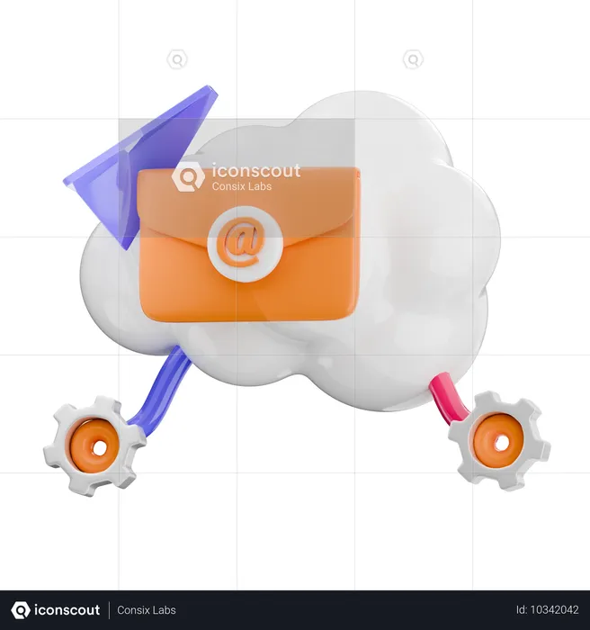 Cloud Email  3D Icon