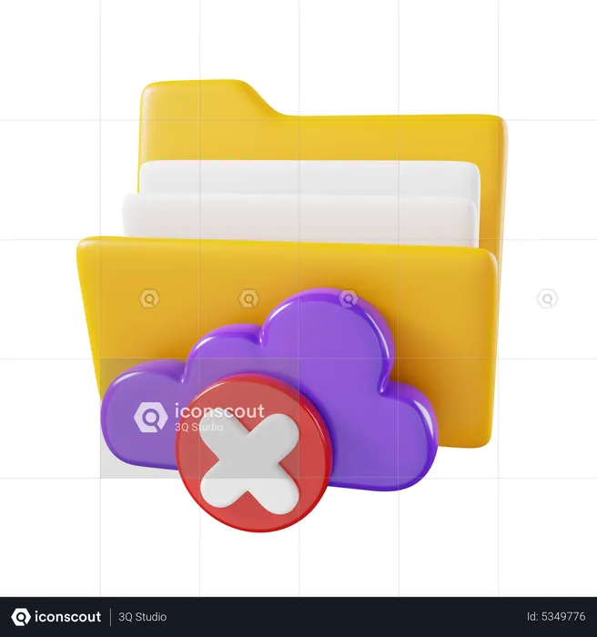 Cloud Failed Folder  3D Icon
