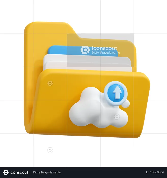 Cloud folder upload  3D Icon