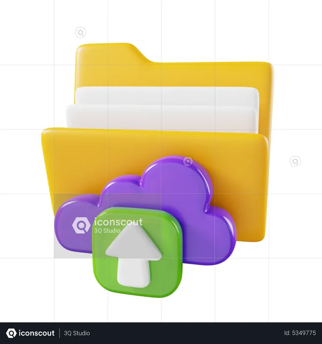 Cloud Folder Upload  3D Icon