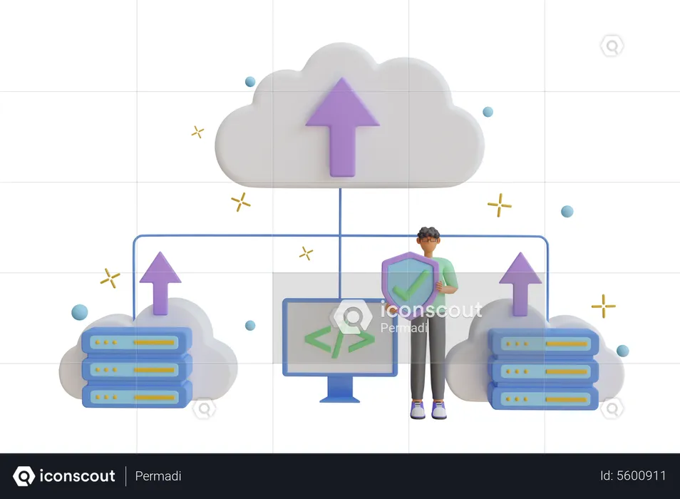 Cloud Hosting Management  3D Illustration