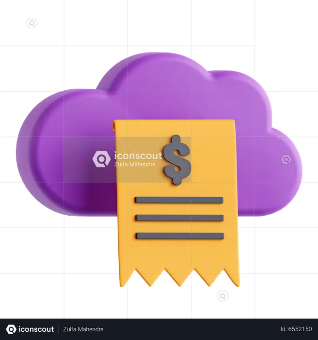 Cloud Invoice  3D Icon