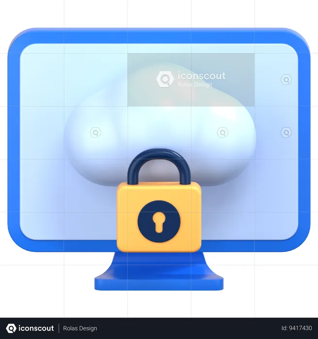 Cloud lock  3D Icon