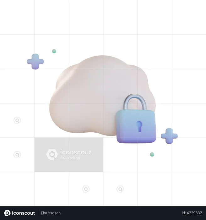 Cloud Lock  3D Illustration