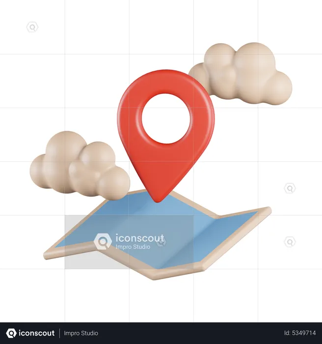 Cloud Maps Location  3D Icon