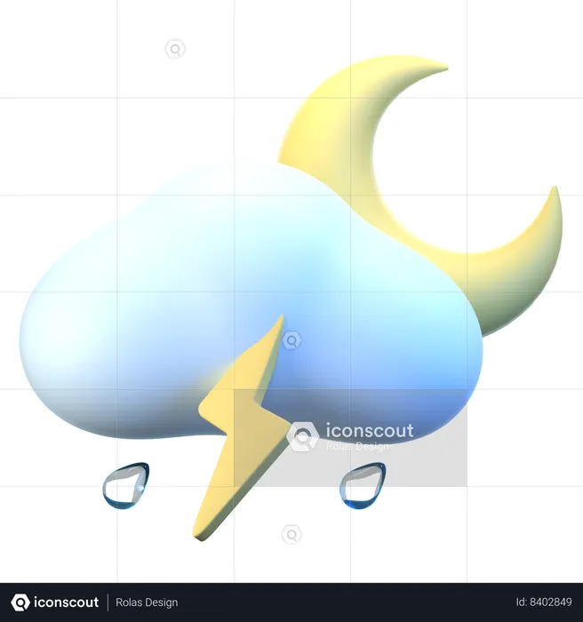 Cloud Moon Storm  3D Icon