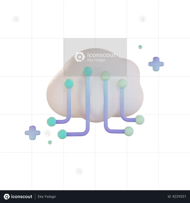 Cloud Network  3D Icon