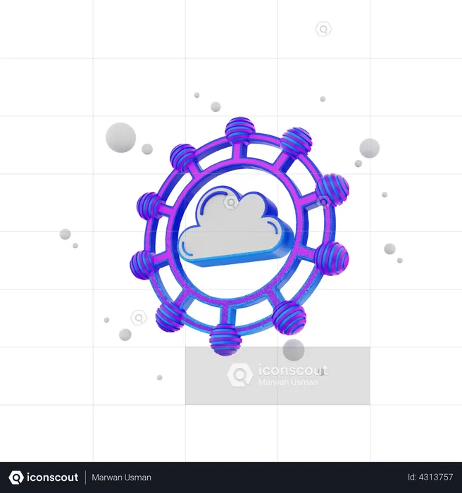 Cloud Network  3D Illustration