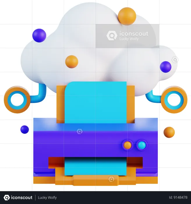 Cloud Printing  3D Icon