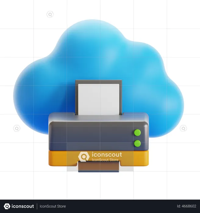 Cloud Printing  3D Icon