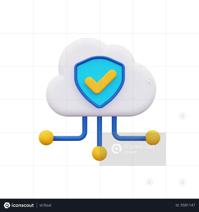 Cloud protection  3D Icon