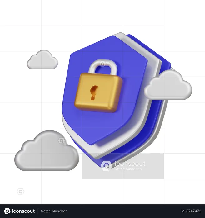 Cloud Protection Shield  3D Icon