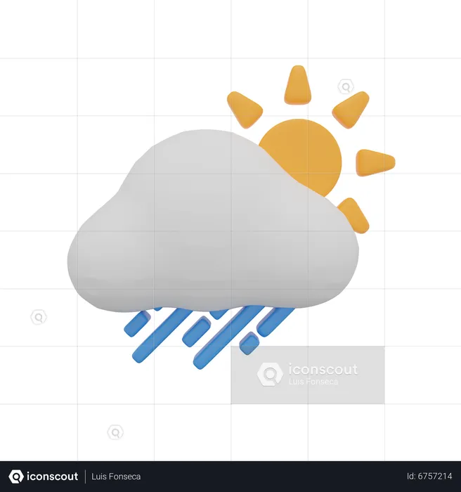 Cloud Rain Storm Day Sun Weather  3D Icon