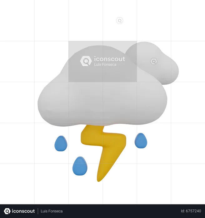Cloud Rain Storm Thunder Weather  3D Icon