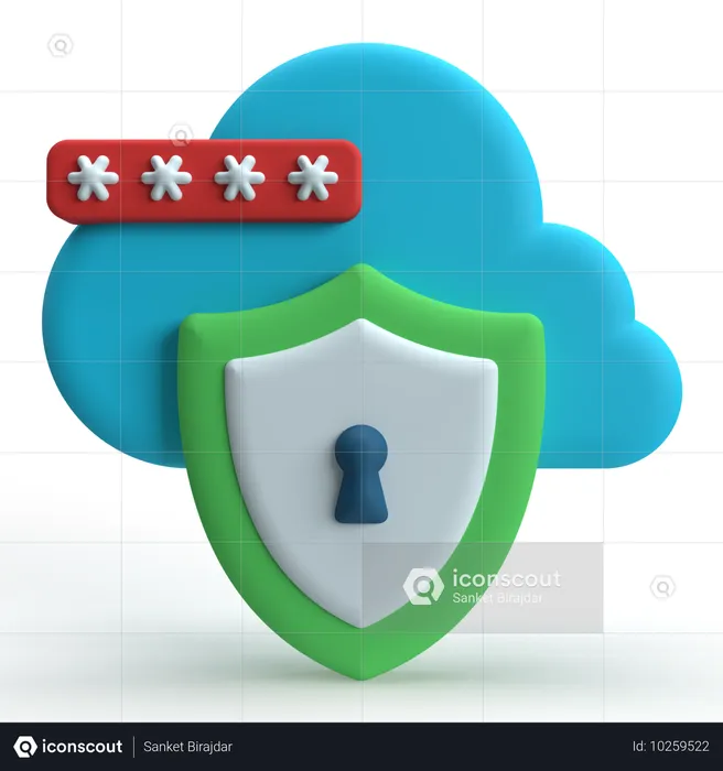 Cloud Security  3D Icon