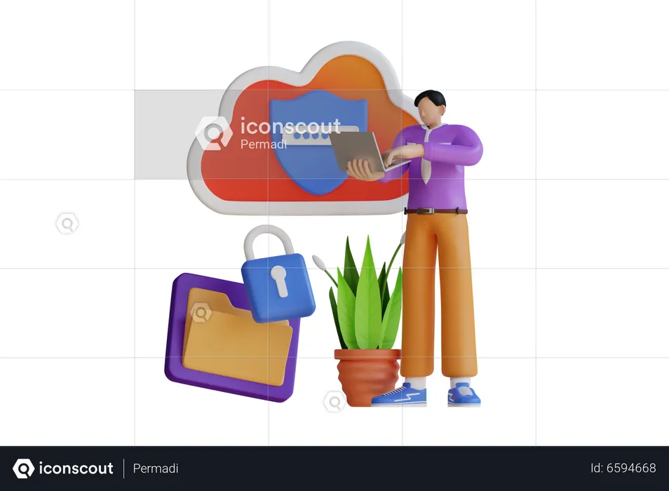 Cloud Security  3D Illustration