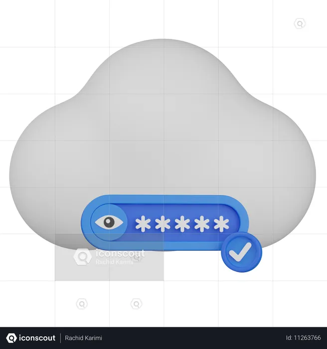 Cloud Security Password  3D Icon