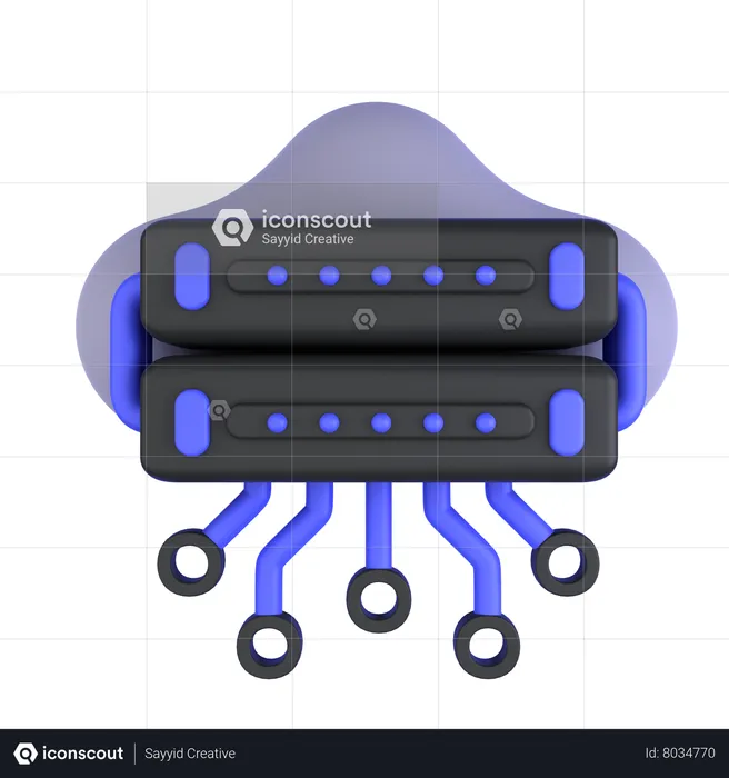 Cloud Server  3D Icon